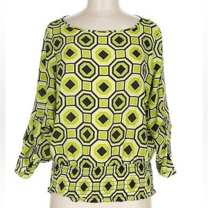 NWOT Michael Kors Green and Black Boxy Blouse